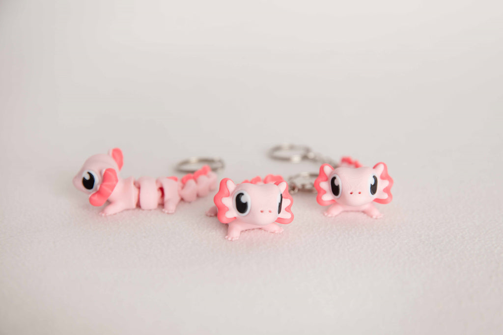Cute Axolotl Fidget Keychain – Articulated 3D Printed Sensory Keychain