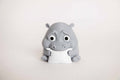 Cute Hippo Figurine Holding Pillow – 3D Printed Desk Decor