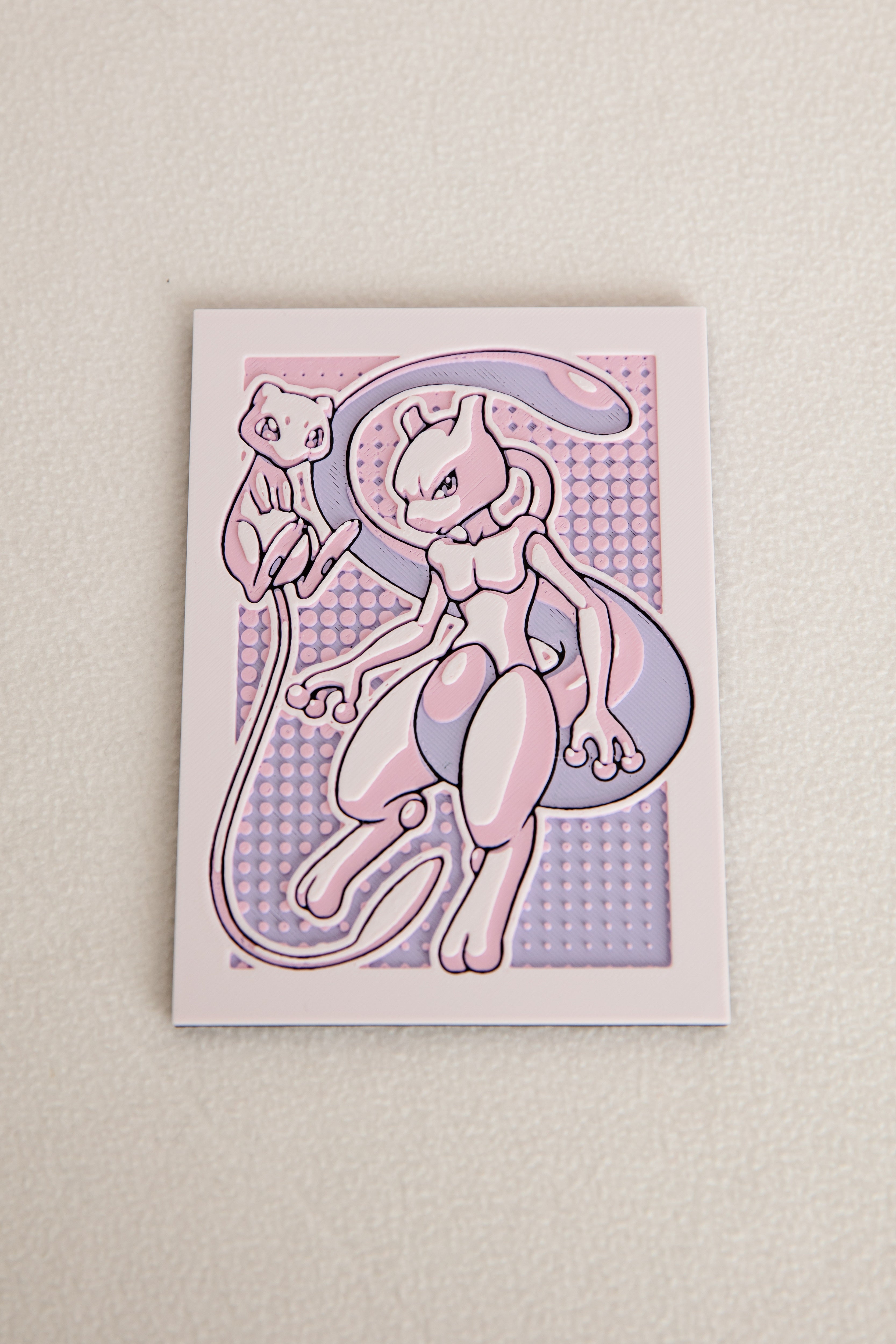 Monochrome Mew and Mewtwo Hueforge